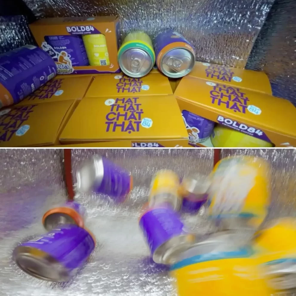 The shaking canned coffee during delivery process